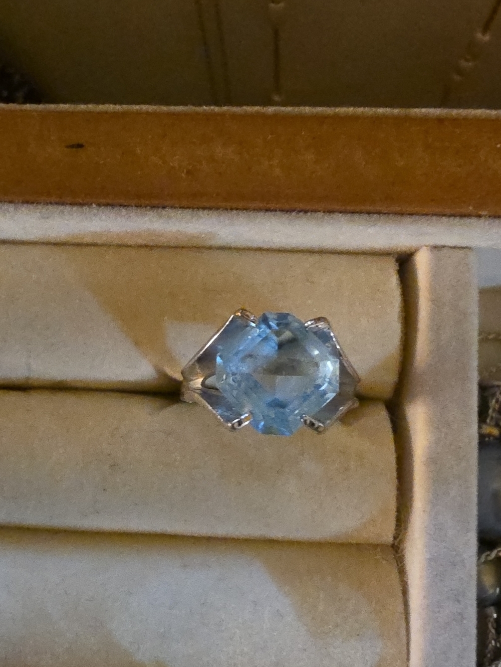 Karl Lagerfeld Design Silver Ring with Blue Aquamarine